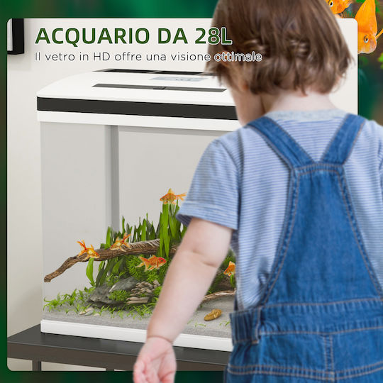 Pawhut Fish Aquarium Capacity 28lt with Lighting, Filter and 38x26x38cm Light Blue
