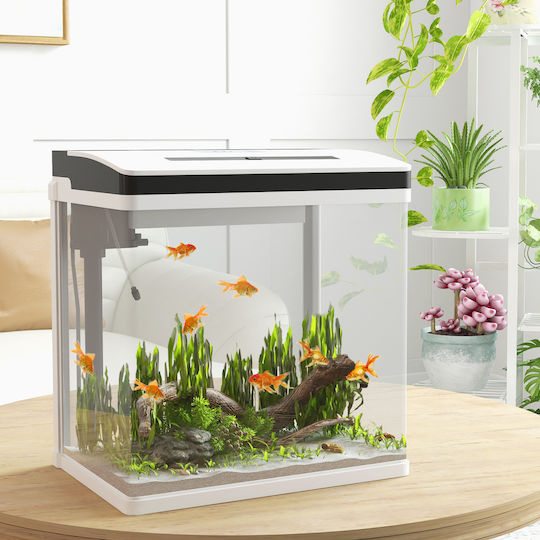 Pawhut Fish Aquarium Capacity 28lt with Lighting, Filter and 38x26x38cm Light Blue