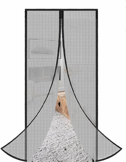 Haustierfreundliches Moskitonetz Tür mit Klebeband mit Magnetverschluss aus Polyester Grau 100x210cm