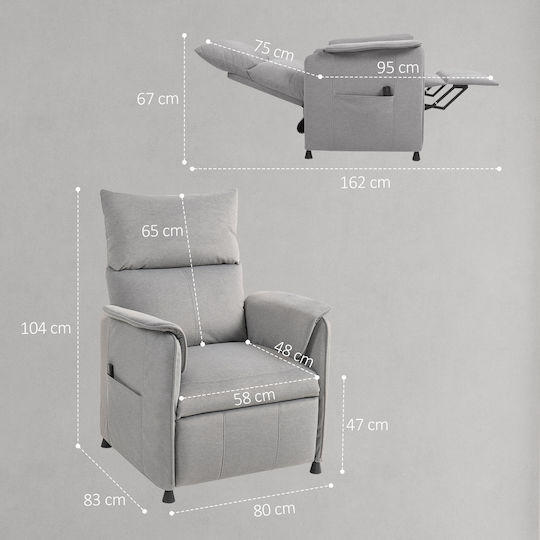 Relax Armchair with Footstool Gray 80x83x104cm