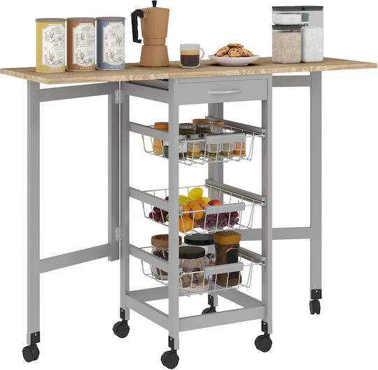 HomCom Küchenwagen Metallisch Gray 37x37x77.5cm