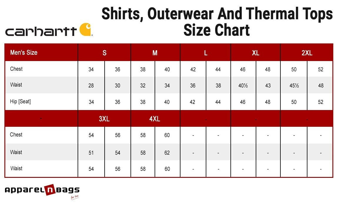 Waist Carhartt Sweatshirt Size Chart Carhartt Jackets Carhartt