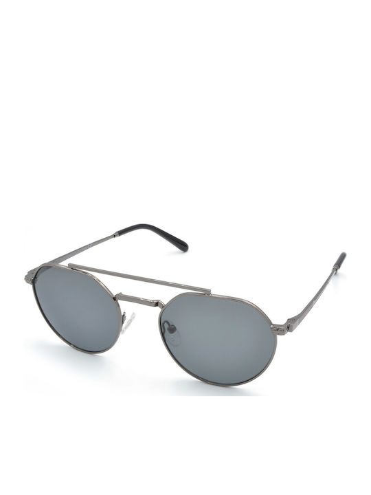 Funky Buddha Unisex Sunglasses with Silver Metal Frame and Black Polarized Lens FBS2057/004
