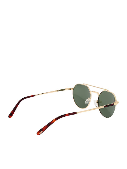Funky Buddha Unisex Sunglasses with Gold Frame and Green Polarized Lens FBS2057/003
