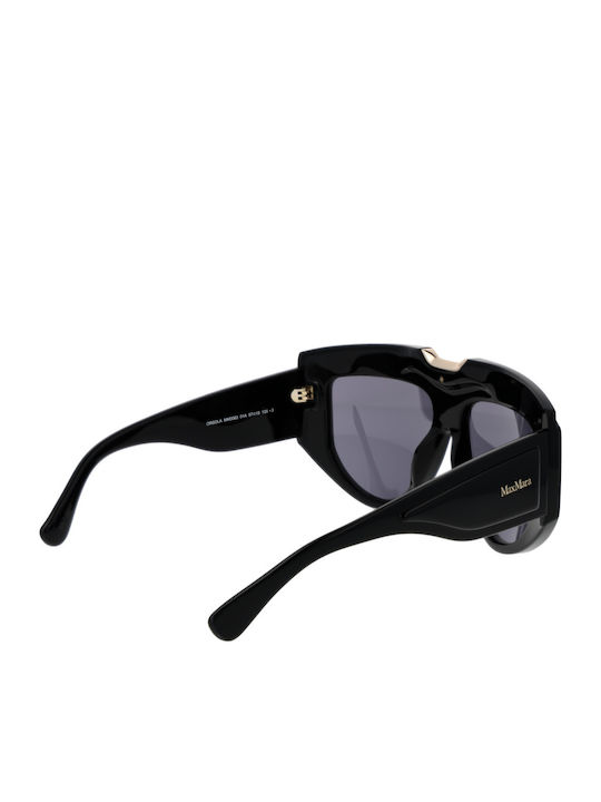 Max Mara Unisex Sunglasses with Black Plastic Frame and Black Lens