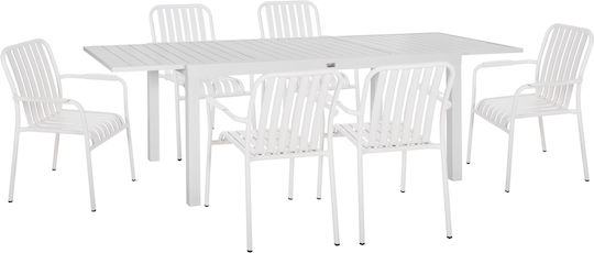 Garten- und Outdoor-Möbelsets Typsatz Speisesaal 7 Stück Weiß