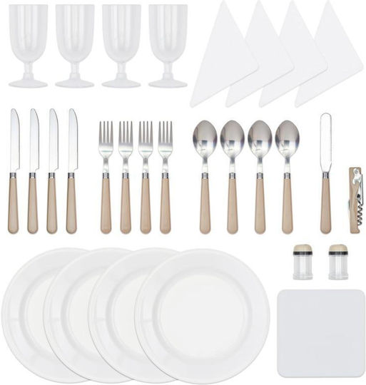 Livoo Picknickkorb 23l Set 26x44cm in Beige Farbe
