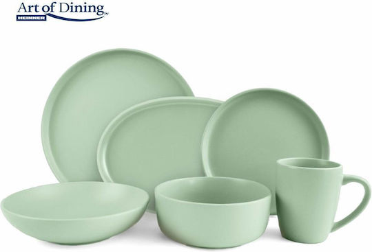 Heinner Yvonne Plate Desert Ceramic Green with Diameter 20cm 6pcs