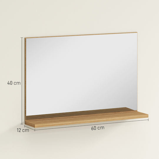 Kleankin Badezimmerspiegel aus Spanplatte mit Regal 60x40cm