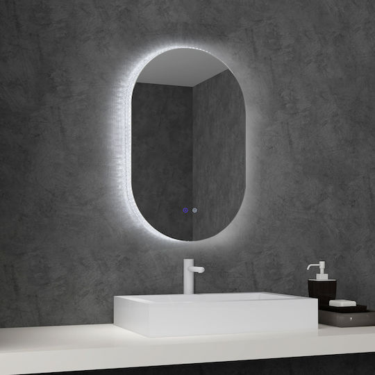 Kleankin Καθρέπτης Μπάνιου Led Αφής από Μέταλλο 81x51cm Λευκός