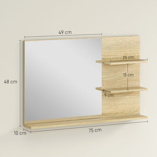 Kleankin Банско Огледало от MDF с Рафт 75x48см