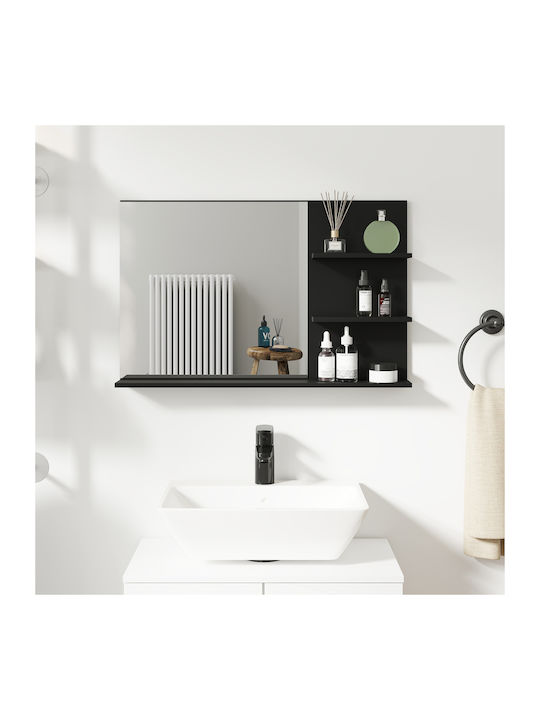Kleankin Badezimmerspiegel aus MDF mit Regal 75x48cm Schwarz