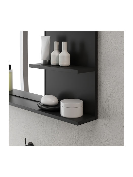 Kleankin Badezimmerspiegel aus MDF mit Regal 75x48cm Schwarz