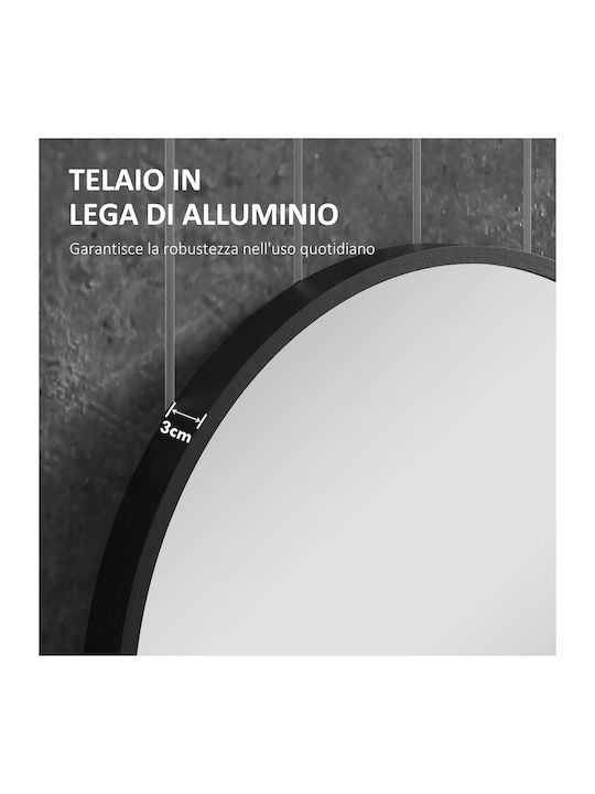 HomCom Οβάλ Καθρέπτης Μπάνιου από Μέταλλο 60x90cm Μαύρος