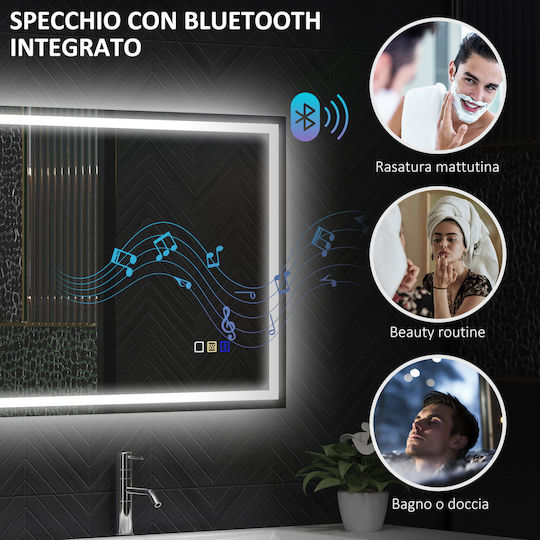 HomCom Badezimmerspiegel Led Berührung mit Bluetooth 50x70cm Silber