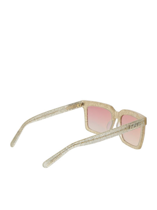 GCDS Unisex Sunglasses with Gold Plastic Frame and Gold Mirror Lens