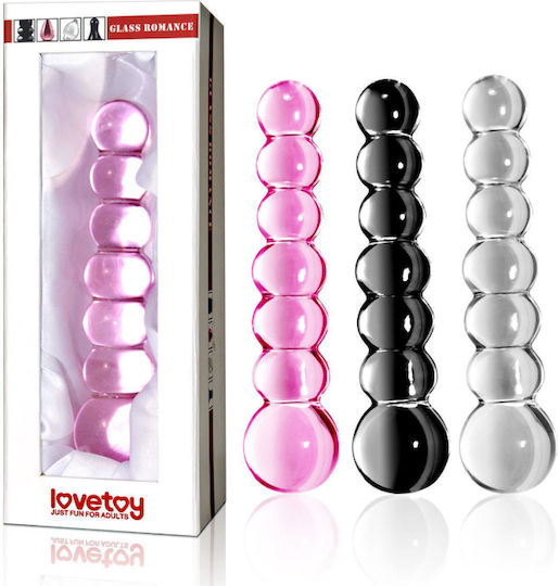 Lovetoy Glass Romance Beaded Anal Dildo Black