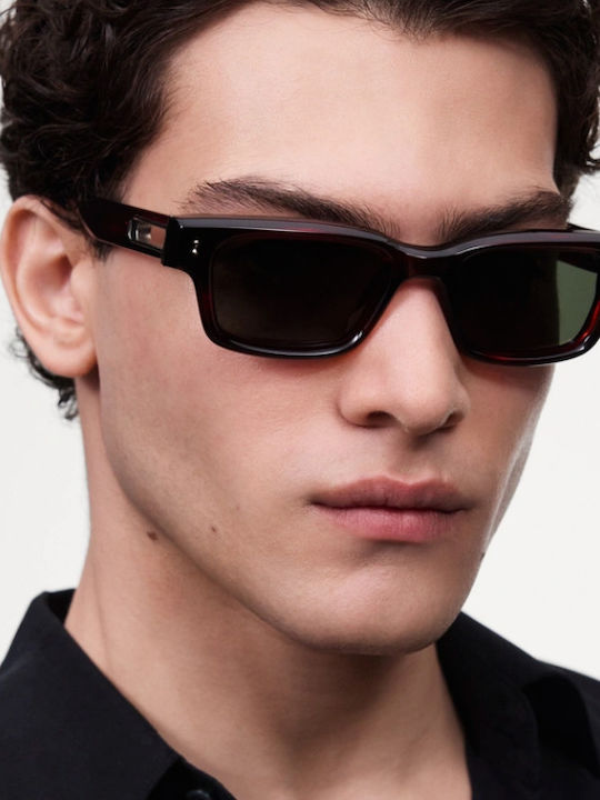 Chimi Unisex Sunglasses with Brown Tartaruga Plastic Frame and Green Lens