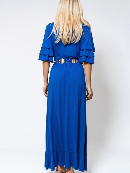 Summer Maxi Dress with Ruffles Blue Roua