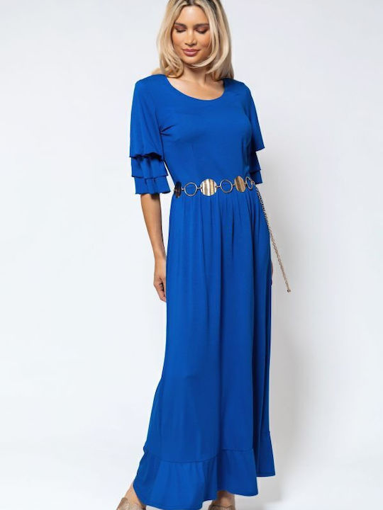 Summer Maxi Dress with Ruffles Blue Roua