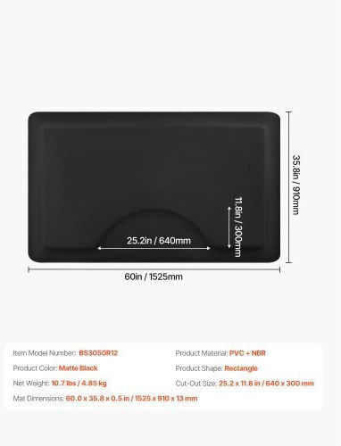Vevor Salon Mat Hair Stylist 1525 X 910 Mm Rectangle Salon Mat 13mm Thick