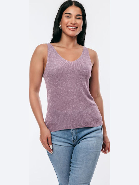 Damen Bluse Ärmellos Pink