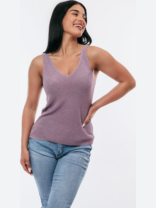 Damen Bluse Ärmellos Pink