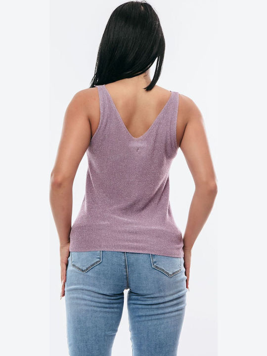 Damen Bluse Ärmellos Pink