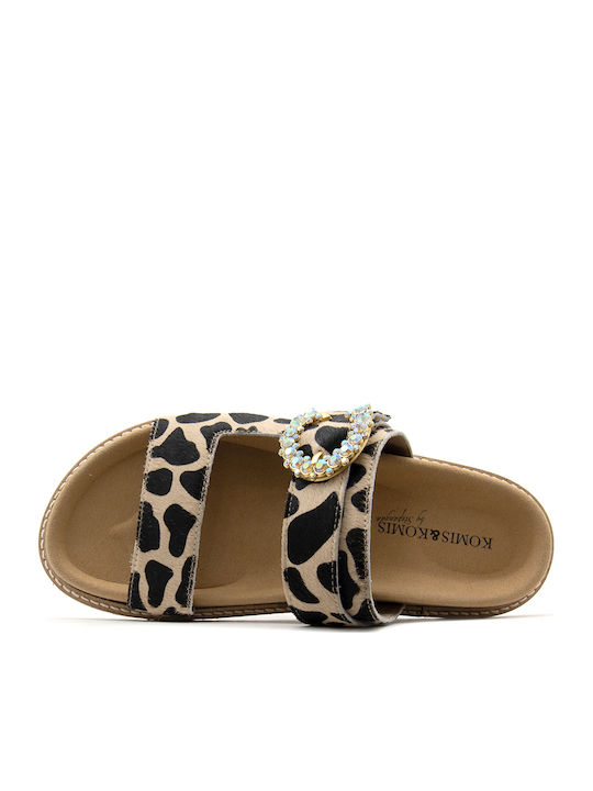 Leder Flache Sandalen Für Damen Braun