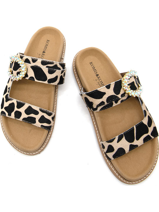Leder Flache Sandalen Für Damen Braun