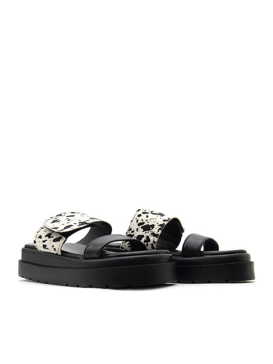 Δερμάτινα Γυναικεία Σανδάλια Flatforms Λευκά