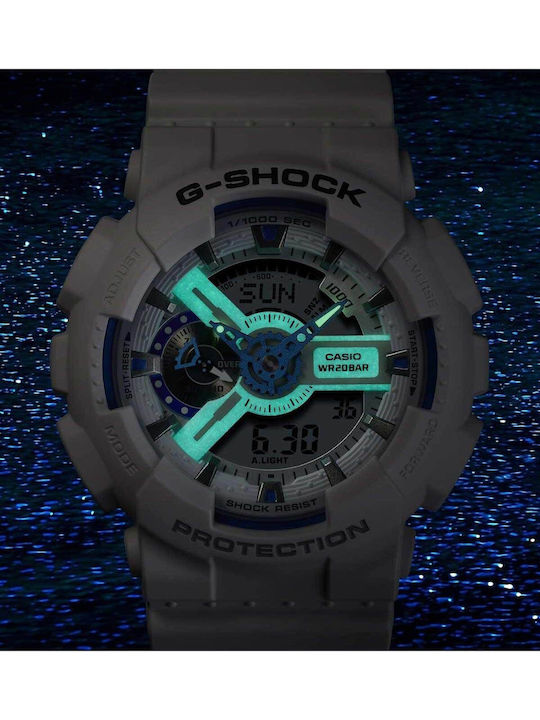 Casio G-shock Men's Watch Chronograph Battery with White Rubber Strap
