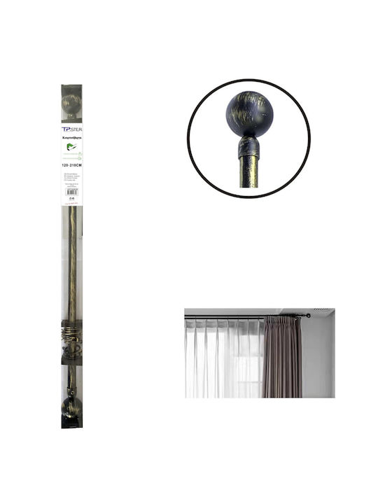Tpster Metallisch Vorhangstange Einfach Φ16mm 70cm Black-gold