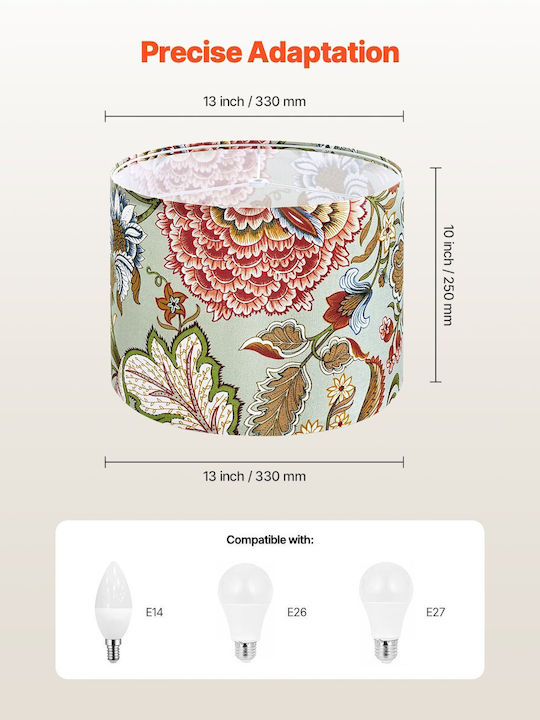 Vevor Set 2 Drum Lamp Shades 13 X 13 X 10 Cm Medium Size Round Dark Floral