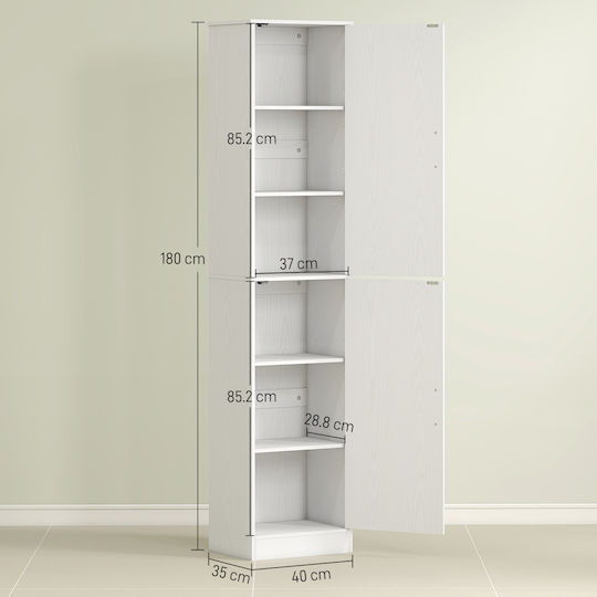 HomCom Στήλη Μπάνιου Δαπέδου Μ40xΒ35xΥ180cm Λευκή