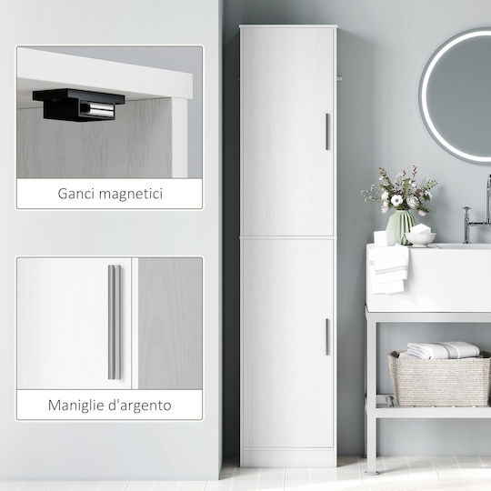 HomCom Στήλη Μπάνιου Δαπέδου Μ40xΒ35xΥ180cm Λευκή