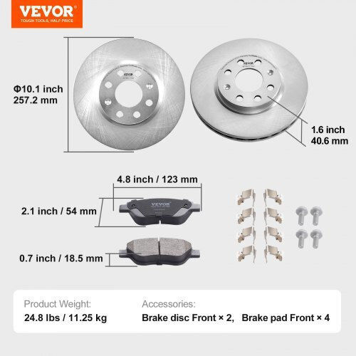 Vevor Front Ceramic Brake Rotor Pad Kit Vauxhall Adam Corsa D Box Hatchback