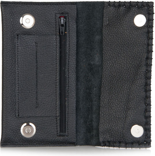 MR Lederne Tabaktasche in Schwarz mit magnetischem Verschluss