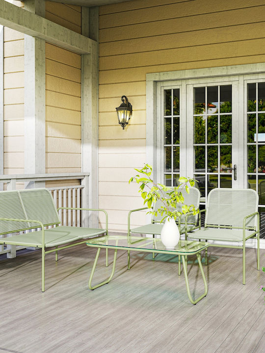 Outsunny Garten- und Outdoor-Möbelsets Wohnzimmer Typsatz 4 Stück Grün