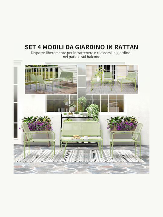 Outsunny Garten- und Outdoor-Möbelsets Wohnzimmer Typsatz 4 Stück Grün