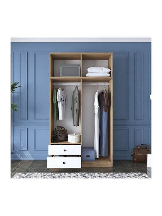 Τετράφυλλη Ντουλάπα με Πατάρι Walnut White 120x42.5x216.8cm