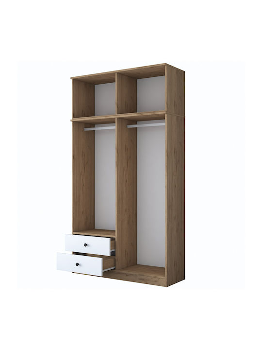 Τετράφυλλη Ντουλάπα με Πατάρι Walnut White 120x42.5x216.8cm