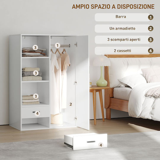 Doppeltür Kleiderschrank Weiß 80x50x124cm