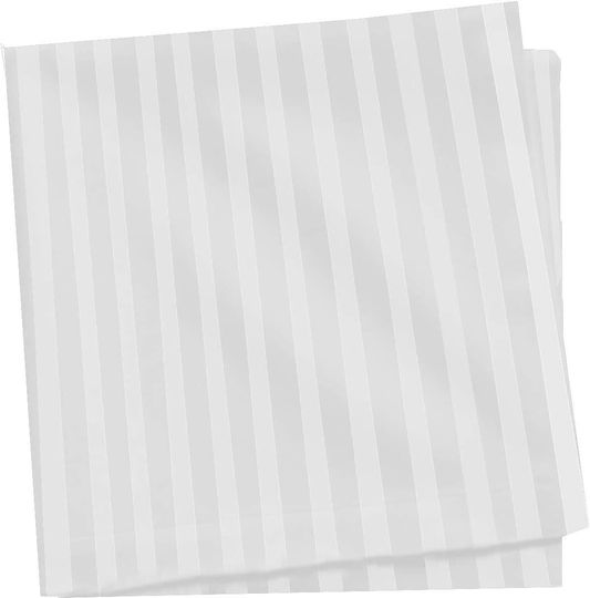 Set 10 Șervețete de Chelner 100% Bumbac Subțire Dungi Damask 1 Cm Alb Dimensiune 40x65 Cm