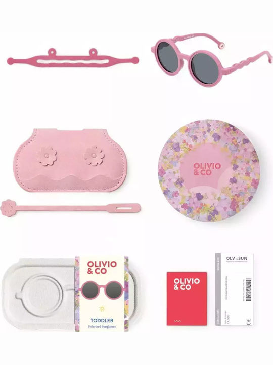 Olivio & Co Round Kids Sunglasses with Polarized Pink Lens for 3+ Years