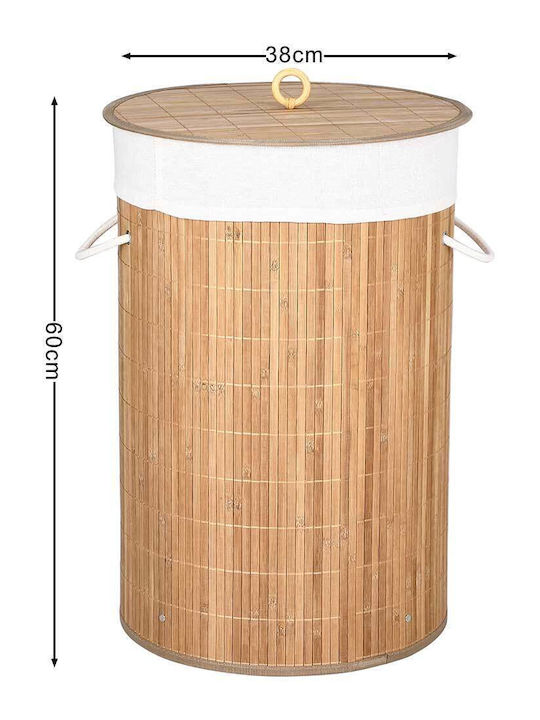 Bakaji Laundry Basket Bamboo Collapsible 70L with Cap