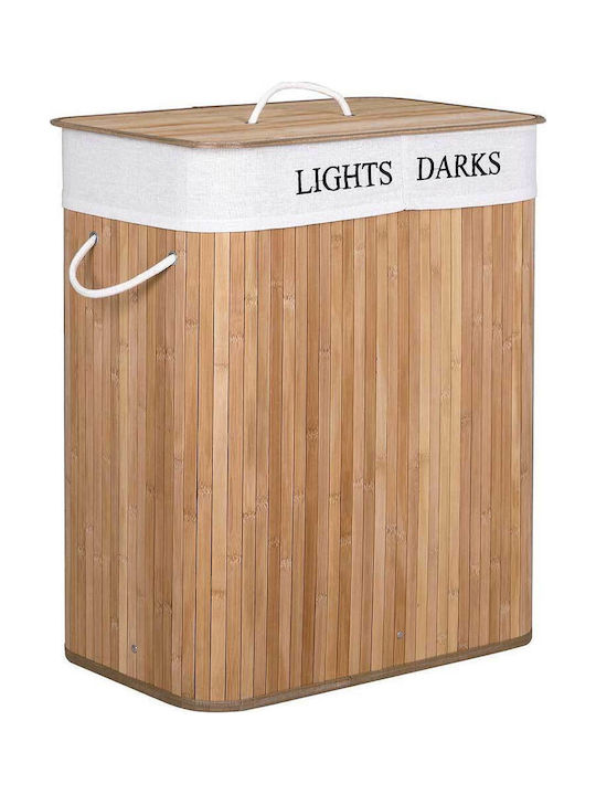 Bakaji Laundry Basket Bamboo Collapsible 100lt with Cap 52x32x63cm
