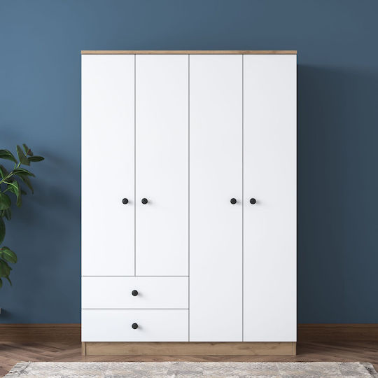 Four Door 120x42.5x170cm Walnut White