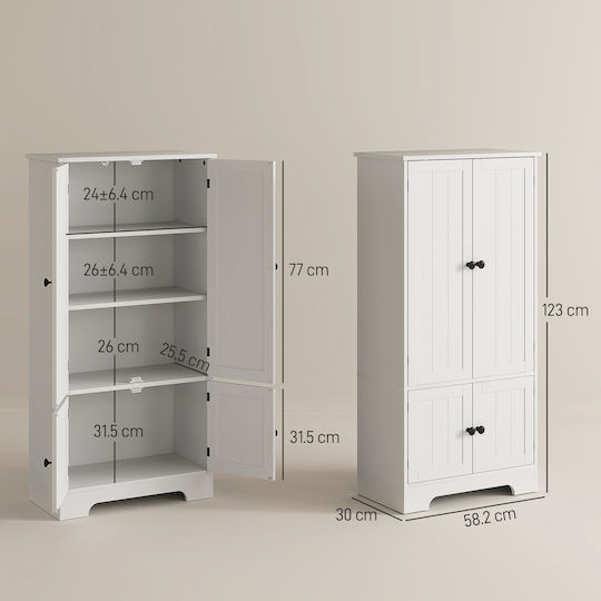 Kitchen Floor Drawer Unit White 58.2x30x123cm
