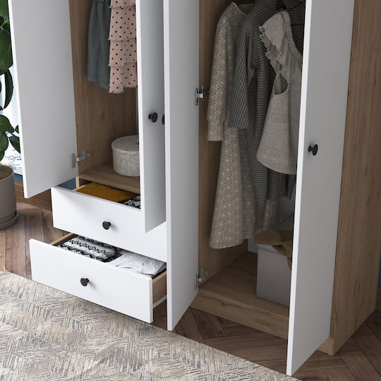Четири врати Гардероб Walnut White 120x42.5x170см